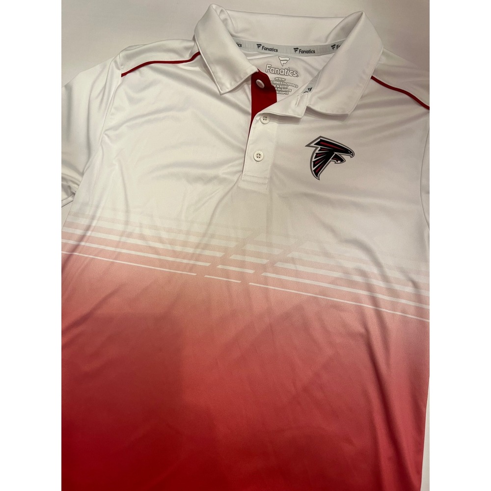 Fanatics Atlanta Falcons Mens Medium Polo Shirt Red White Ombre NFL